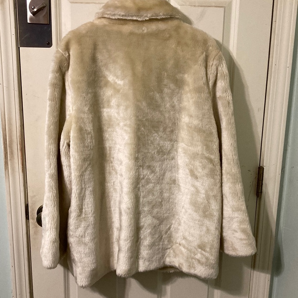 Super Soft Beige Blond Teddy Fur Coat Jacket XL - Picture 4 of 8